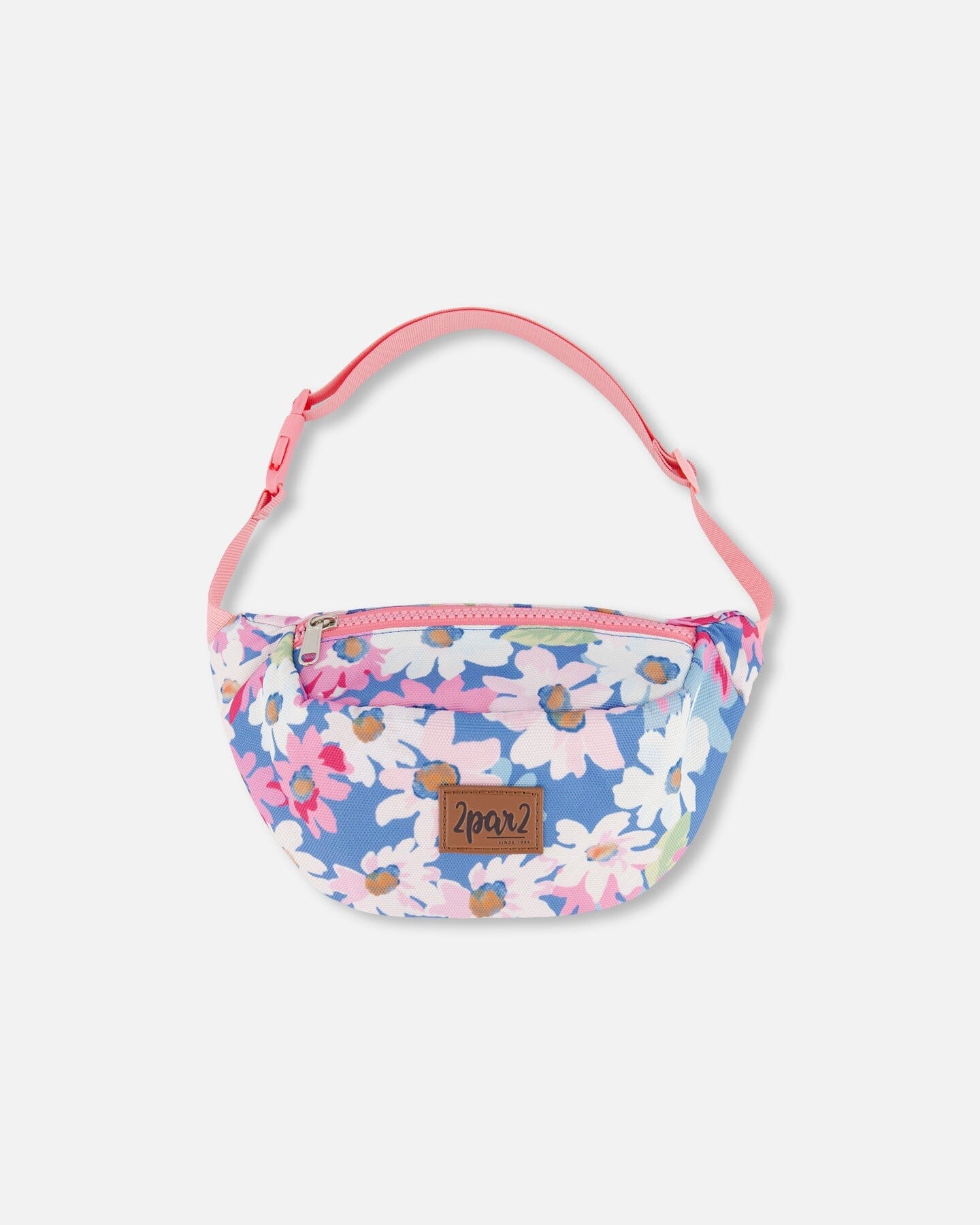 Printed Fanny Pack White, Pink, And Green Flowers-0