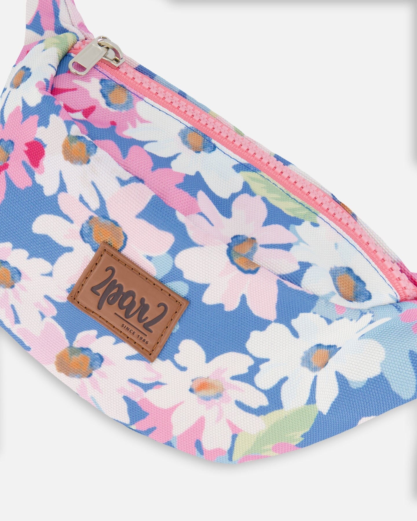Printed Fanny Pack White, Pink, And Green Flowers-2