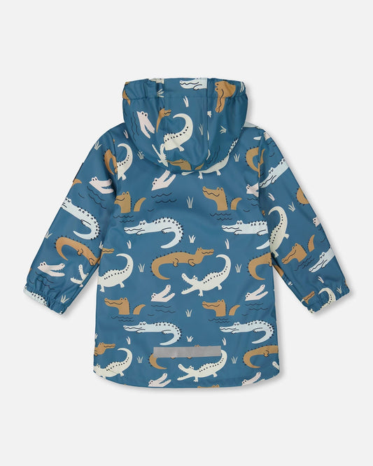 Blue Raincoat With Crocodiles That Change Color Upon Contact With Water-1
