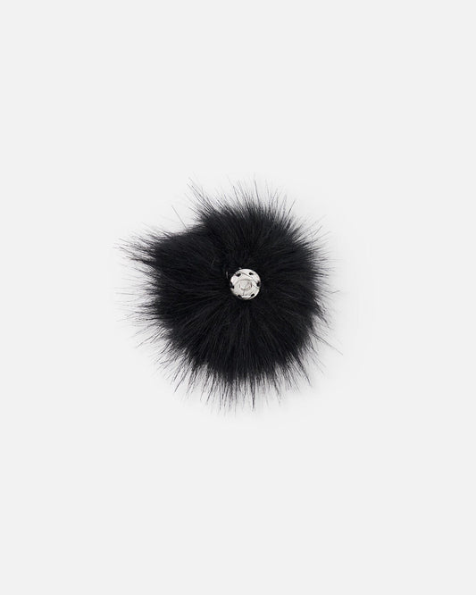 Black Fake Fur Pompom For Hat-1