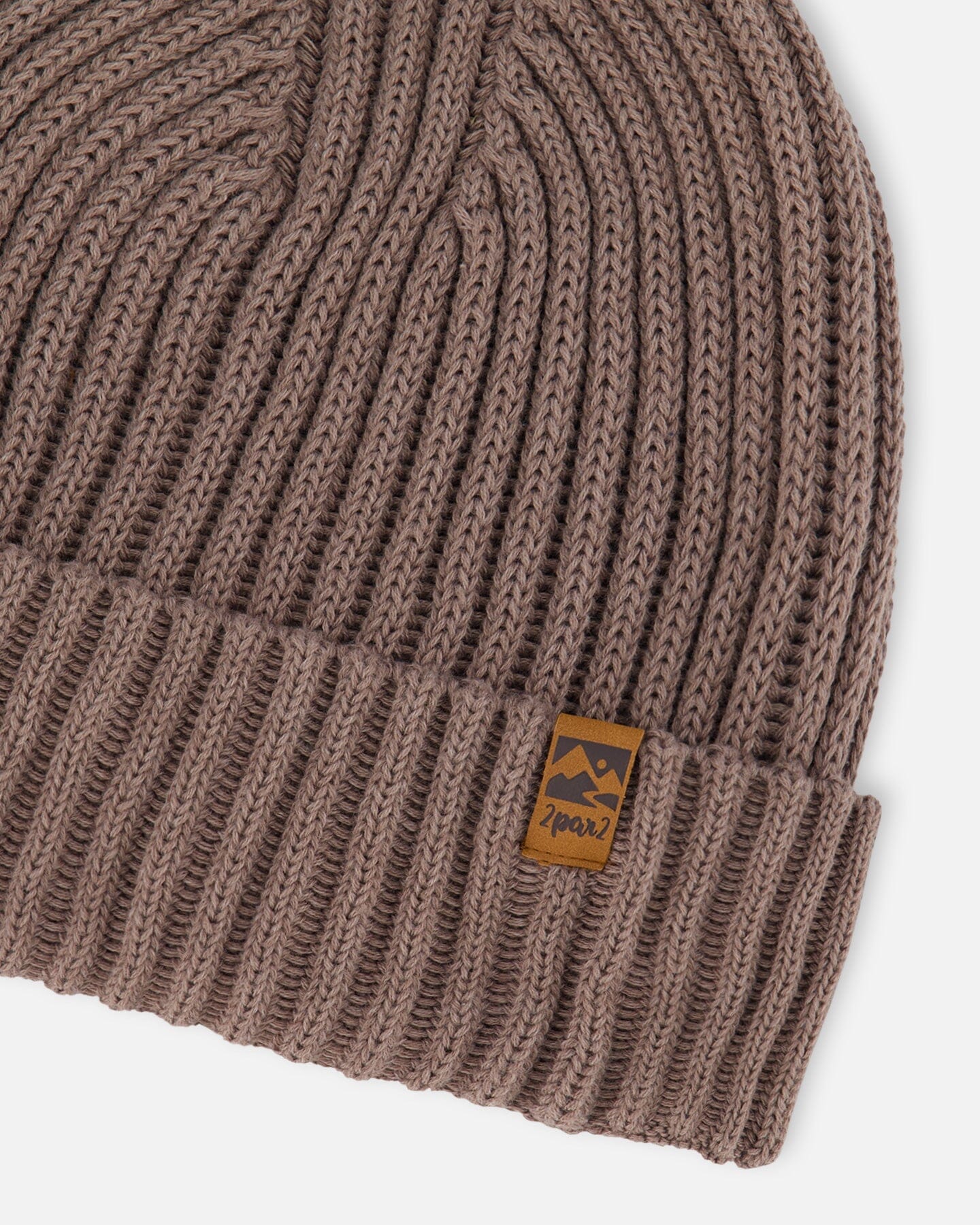 Cuffed Knit Hat Taupe-3