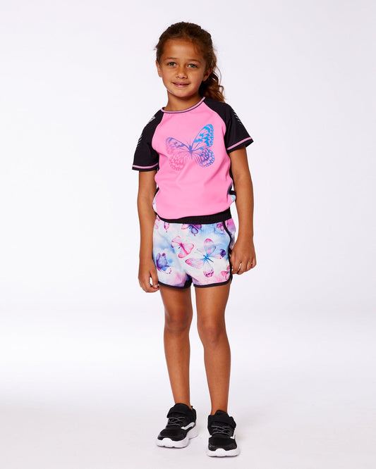Printed Athletic Short Pink, Blue And Butterflies-1