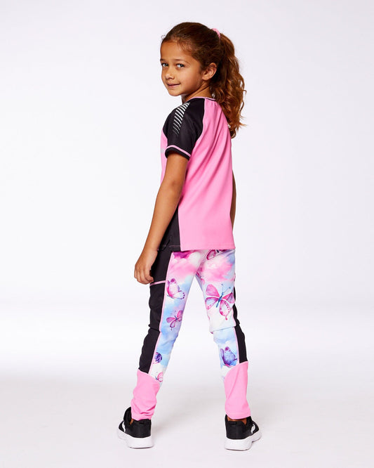 Printed Athletic Leggings Pink, Blue And Butterflies-1