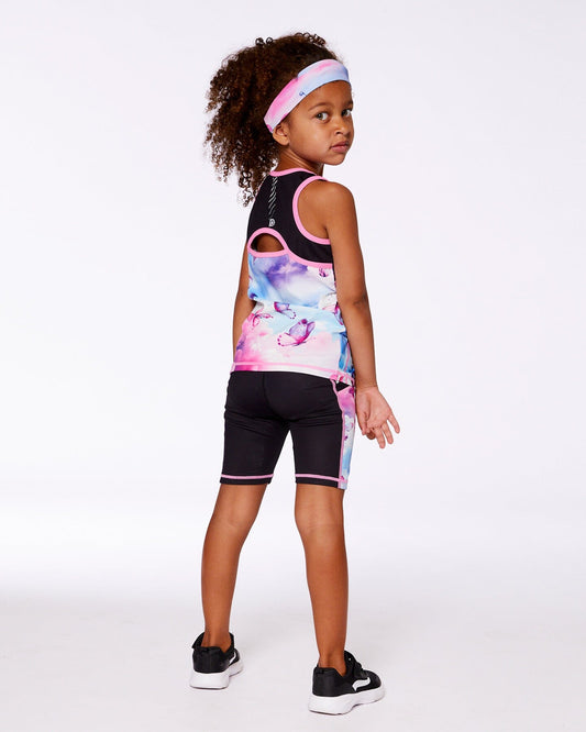 Colorblock Athletic Tank Top Black With Butterflies Printed-1