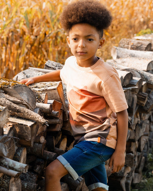 French Terry Denim Short Dark Denim Blue-1