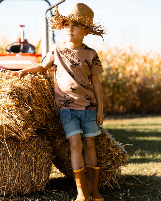 French Terry Denim Short Denim Blue-1