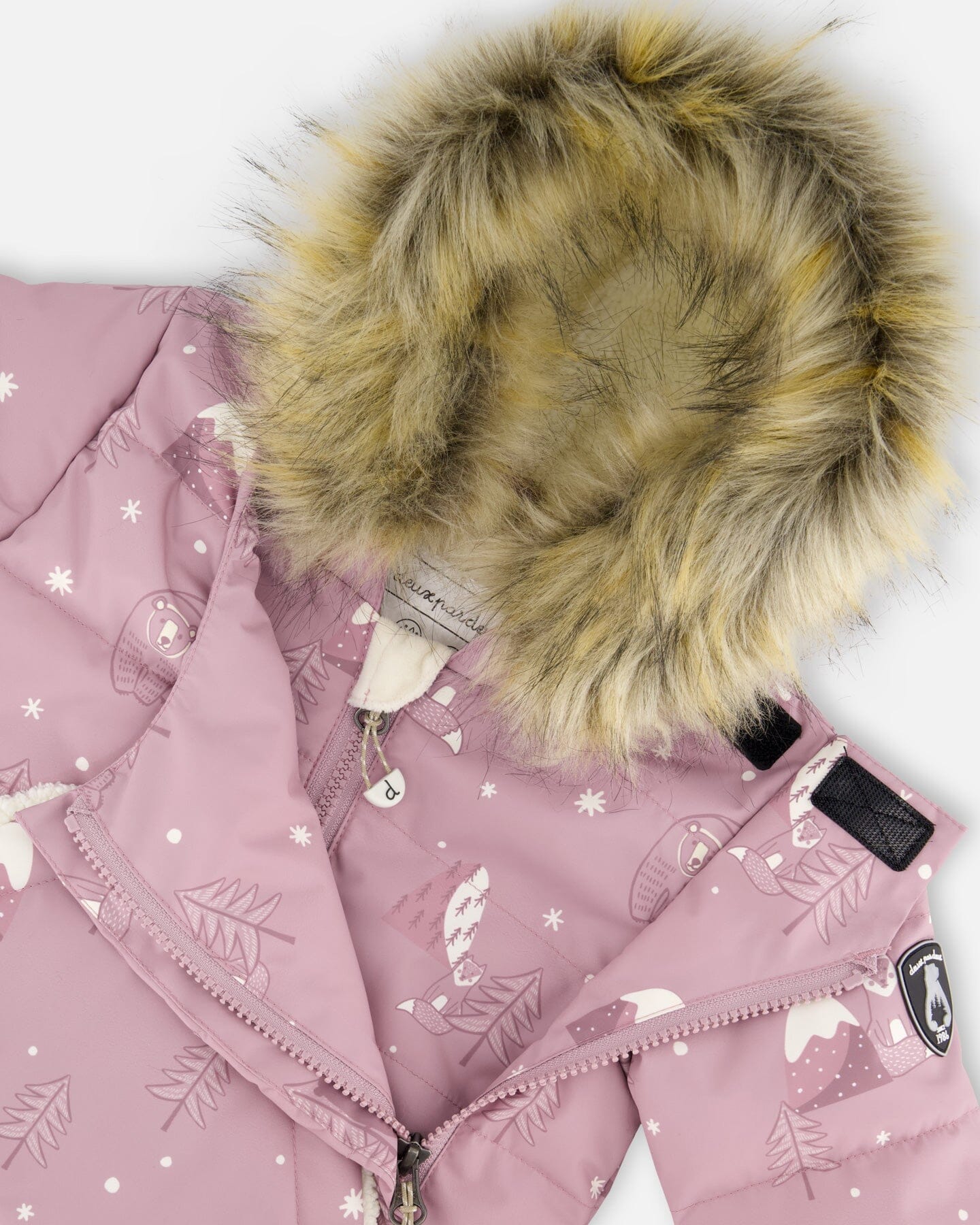 One-Piece Baby Snug Snowsuit Designed For Car Seat Purple Bear Print-4