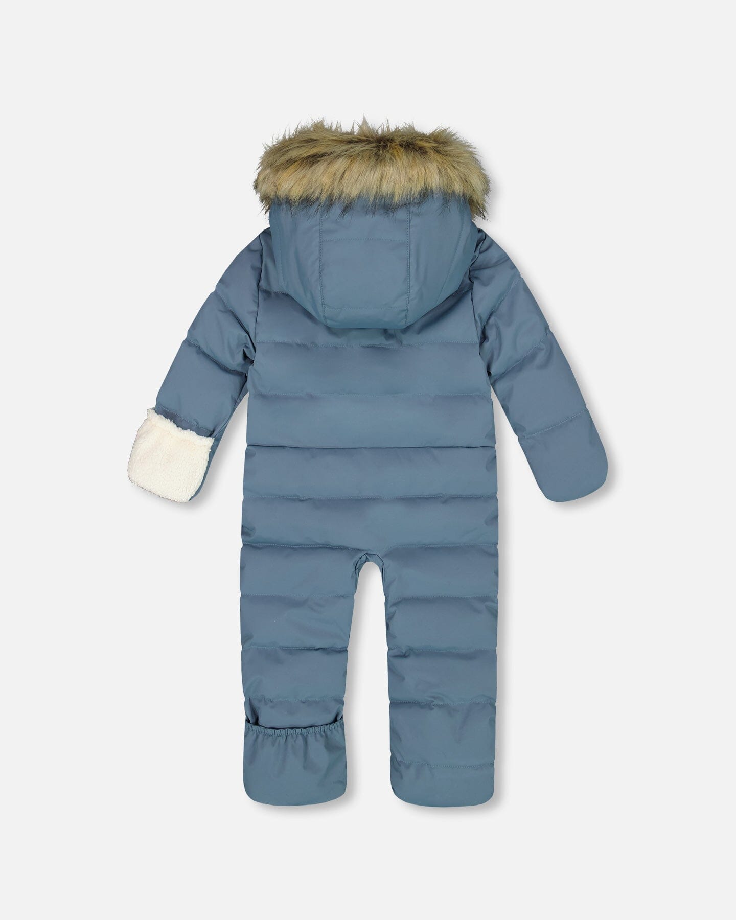 One-Piece Baby Snug Snowsuit Designed For Car Seat Dark Gray Blue-3