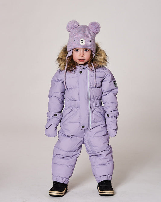 One-Piece Baby Original Puffy Snowsuit Purple Gray-1