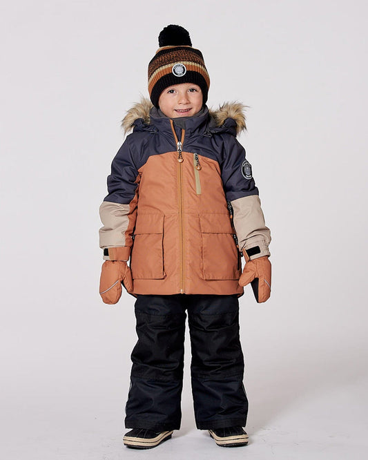 Two-Piece Play Snowsuit With Colorblocked Jacket Black-1