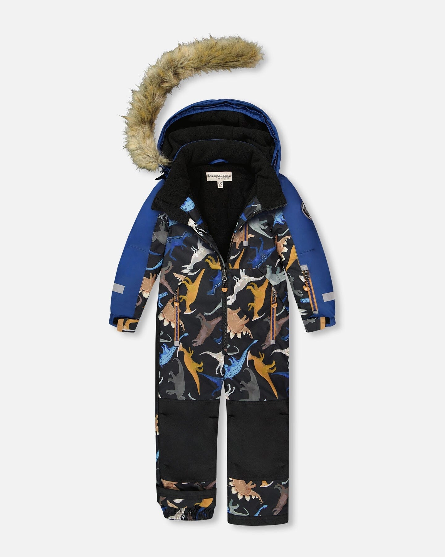 One-Piece Play Snowsuit Black Dinosaur Print-4