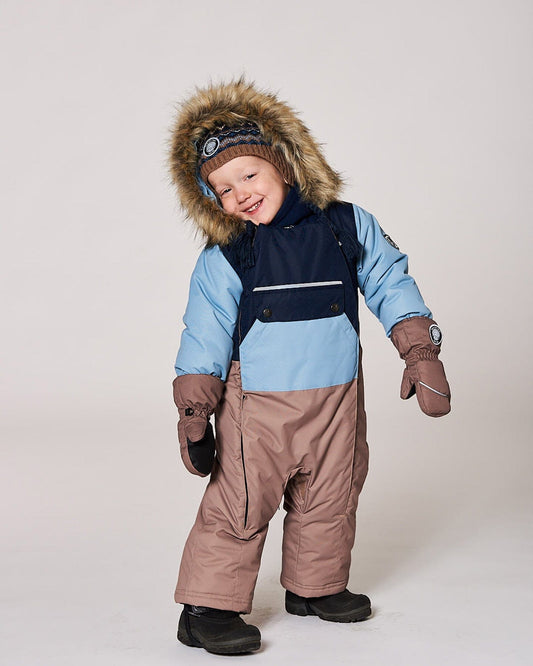 One-Piece Baby Play Snowsuit Designed For Car Seat Taupe-1