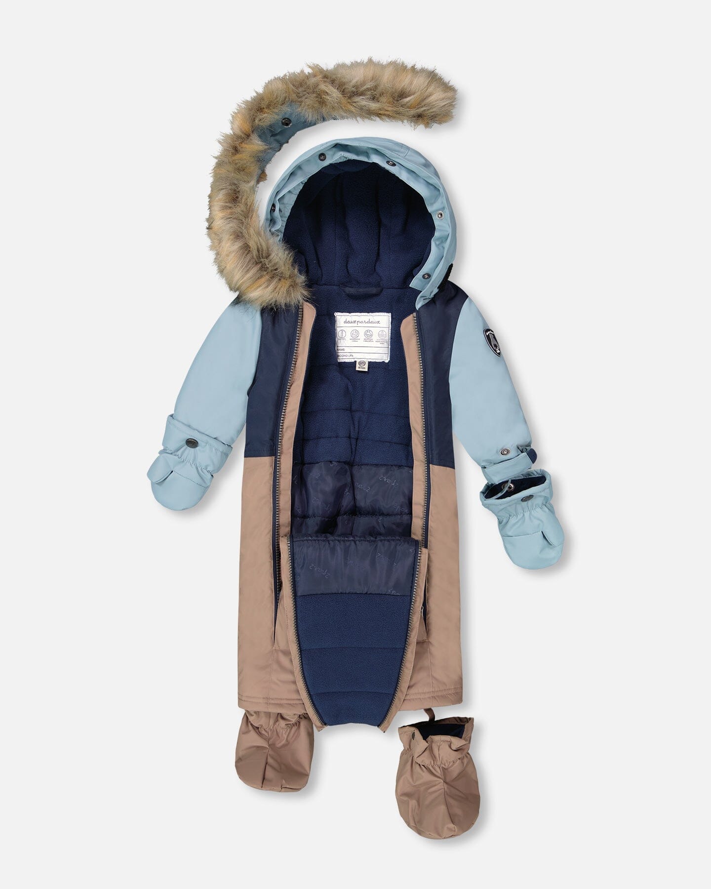 One-Piece Baby Play Snowsuit Designed For Car Seat Taupe-2