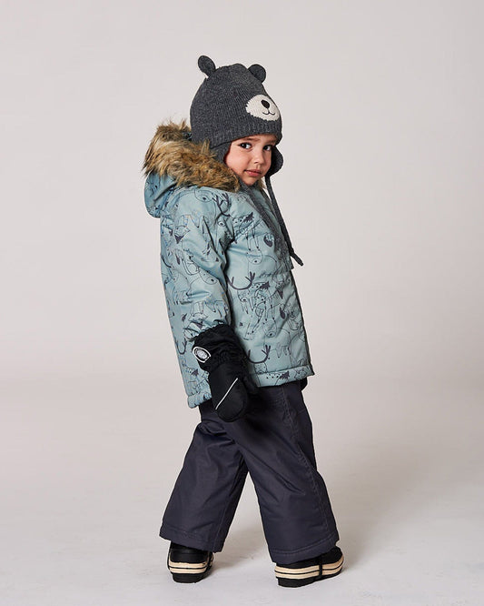 Two-Piece Baby Play Snowsuit With Printed Jacket Sage Green-1