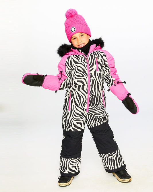 One-Piece Play Snowsuit Zebra Print-1