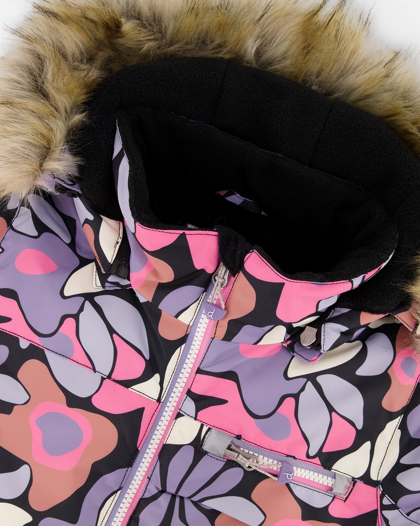 Two-Piece Play Snowsuit With Allover Print Jacket And Solid Pant Black-4