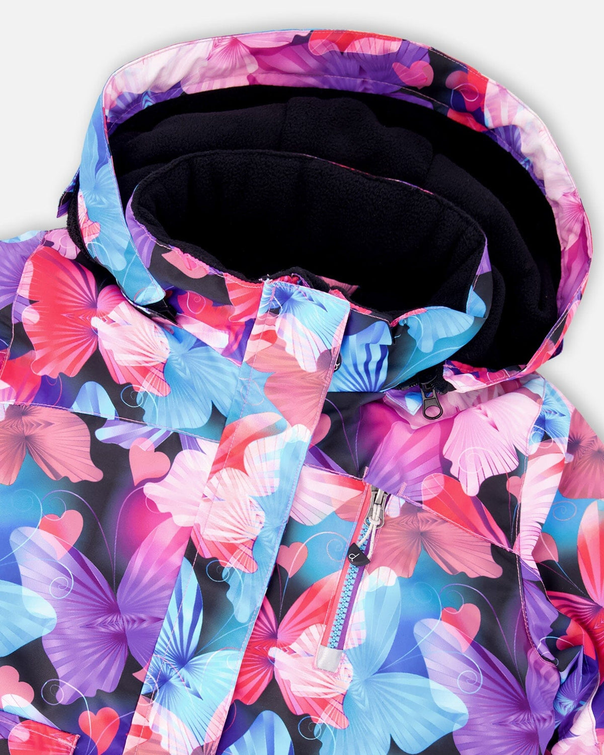 Two-Piece Play Snowsuit Flash Coral With Butterfly Print Jacket-4