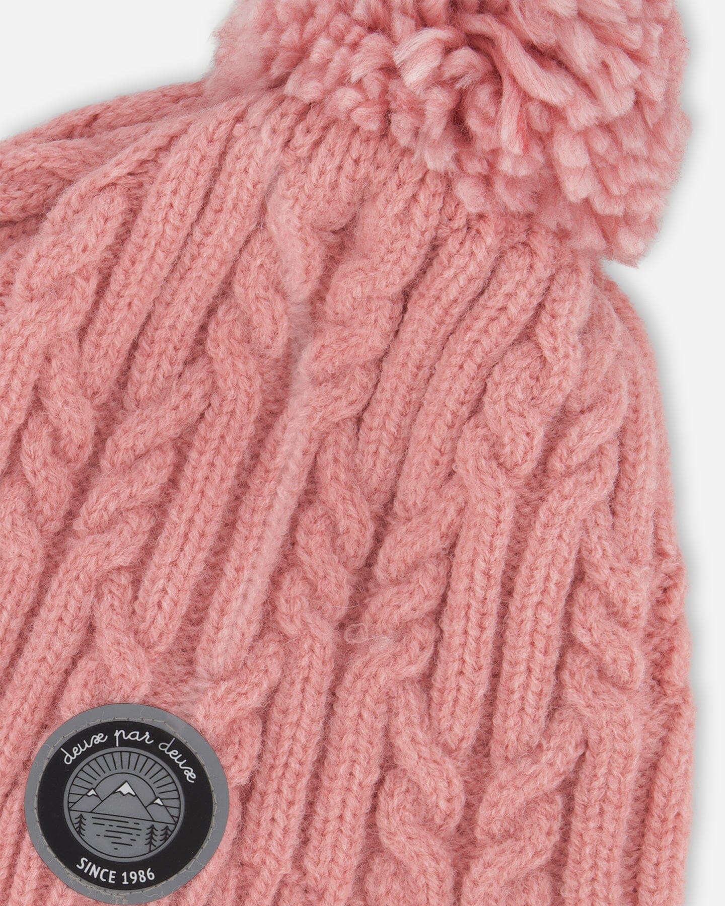 Lined Winter Hat With Pompom Dusty Pink-4