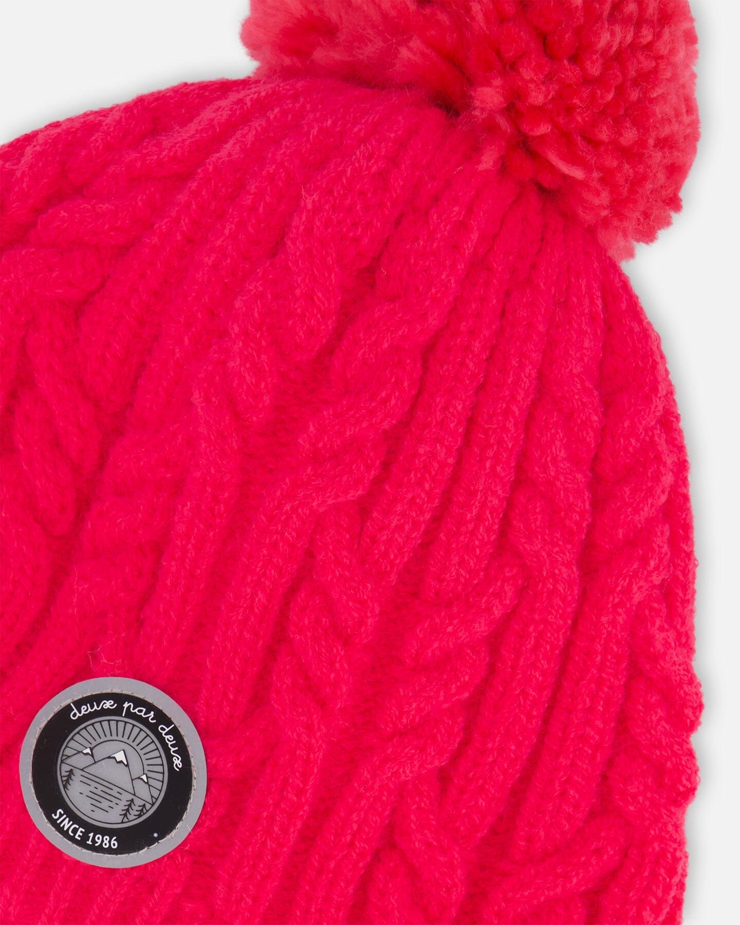 Lined Winter Hat With Pompom Flash Coral-3