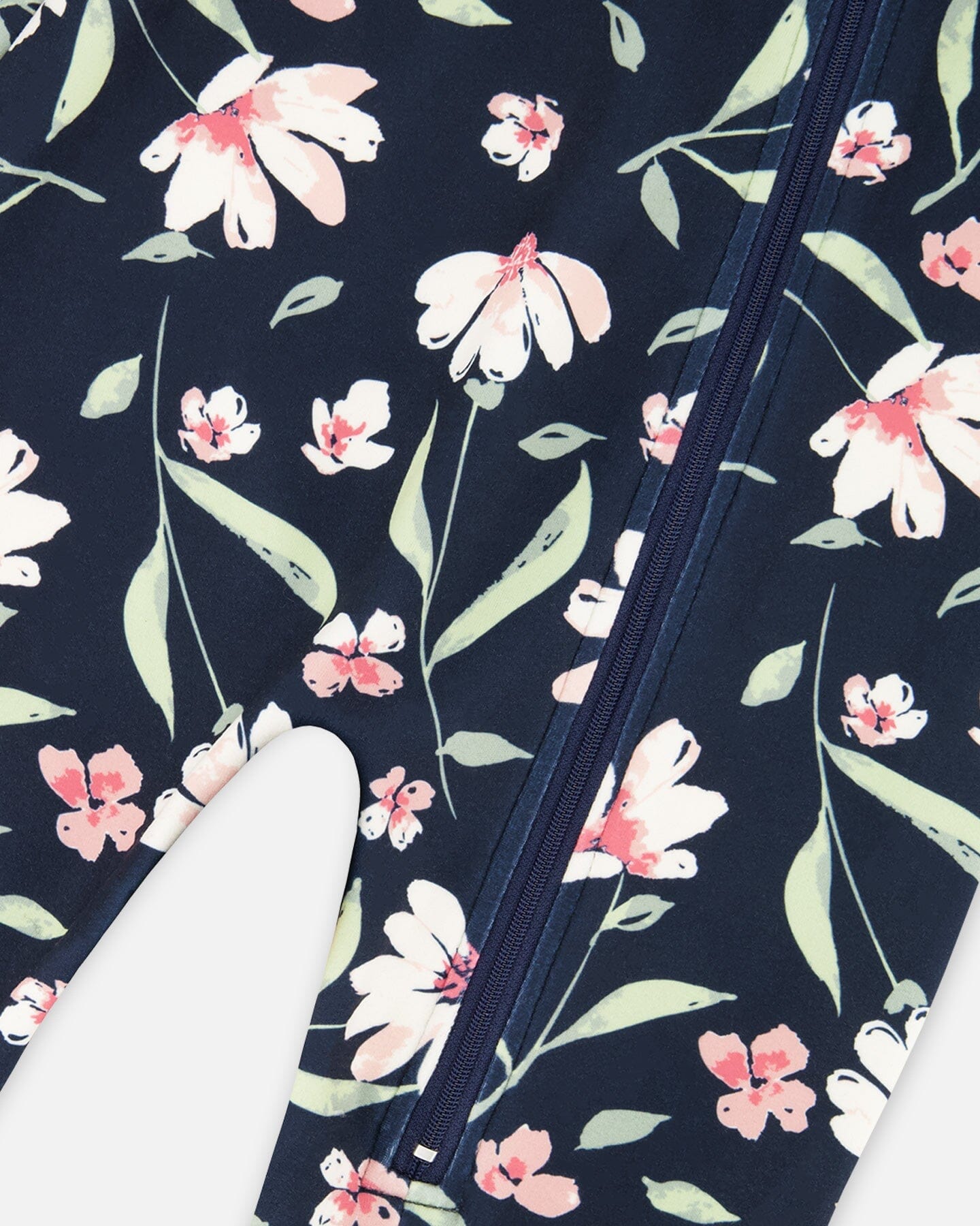One-Piece Thermal Underwear Navy Flower Print-3