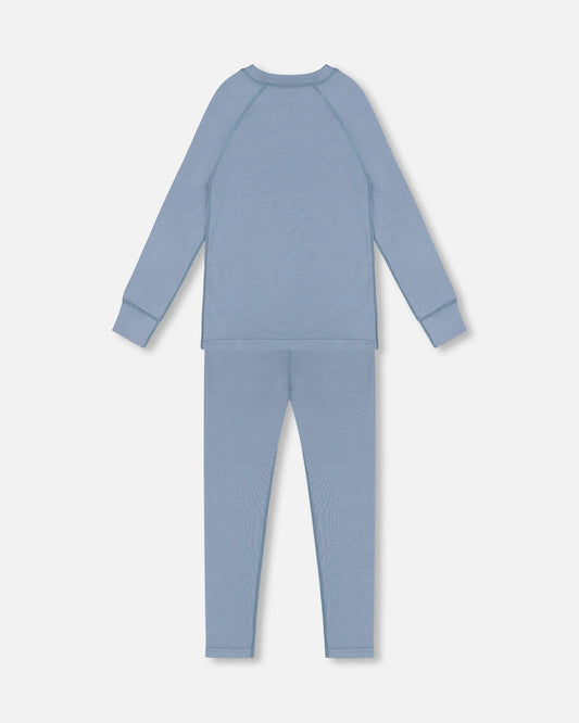 Merino Wool Base Layer Set Blue Gray-1