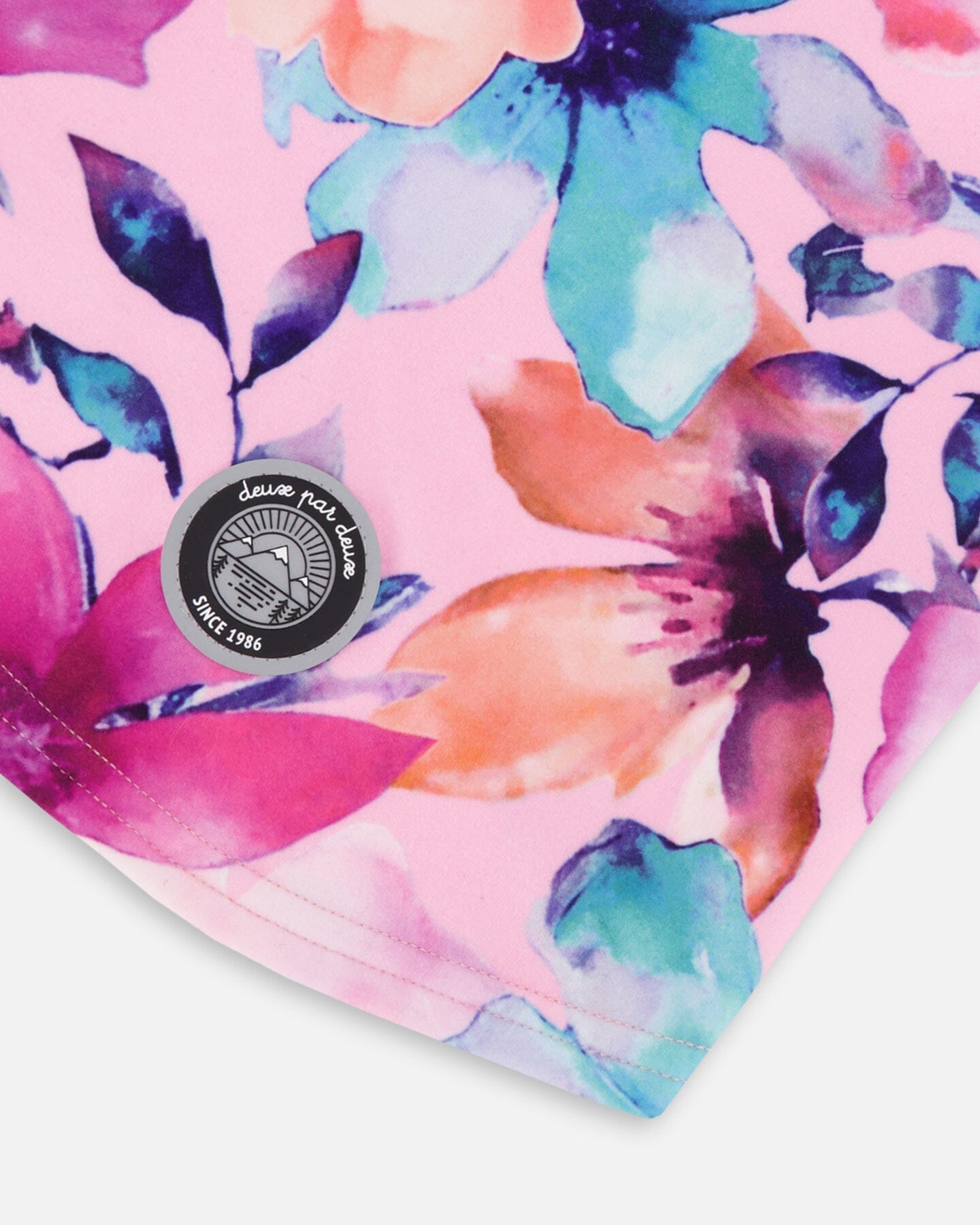 Brushed Jersey Balaclava Pink Watercolor Flower Print-3