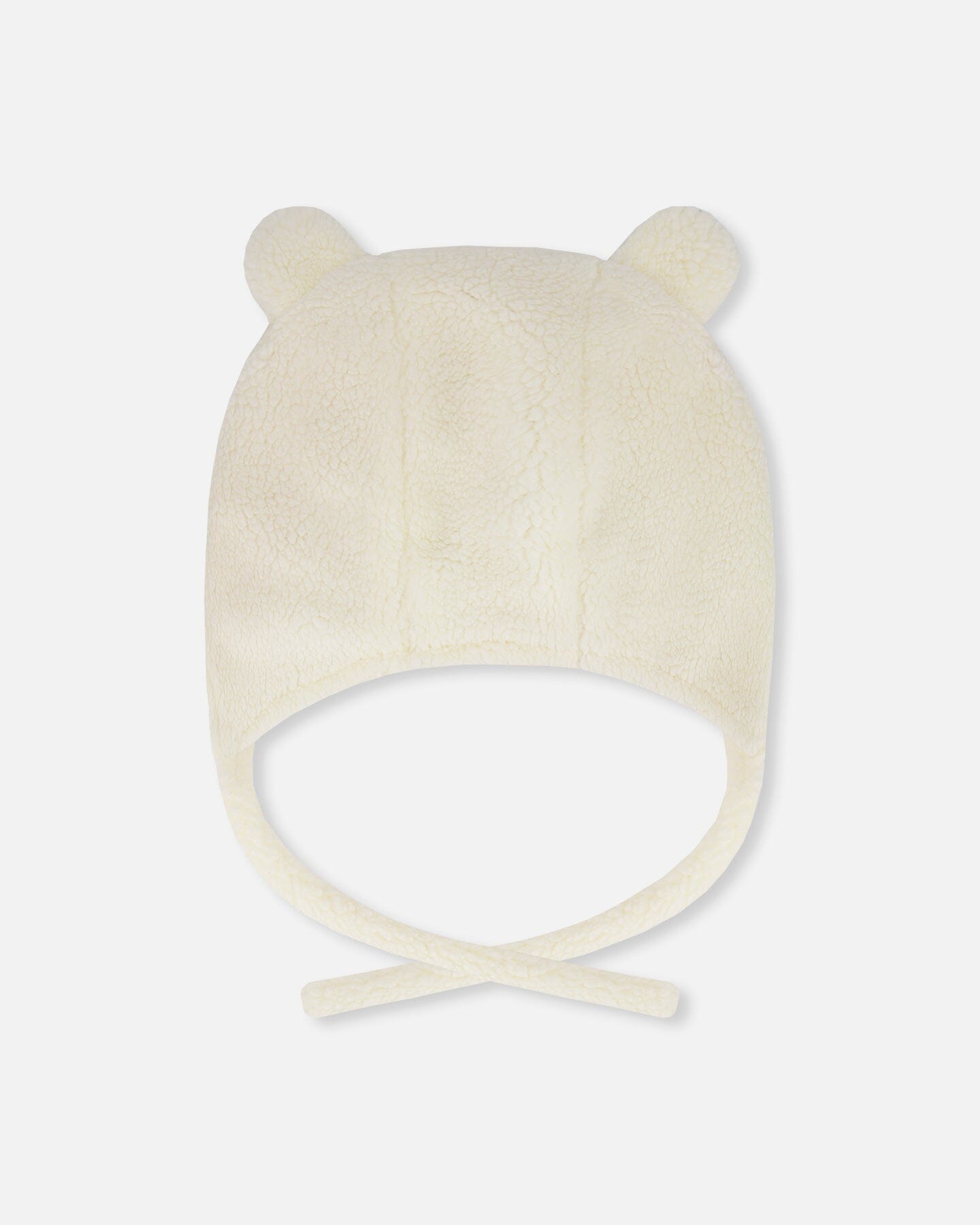 Lined Baby Sherpa Hat With Ear Flaps Off-White-1