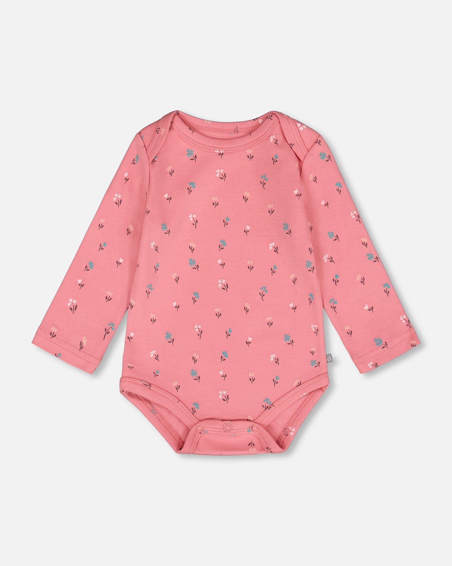 Organic Cotton Long Sleeve Romper Pink Floral-0
