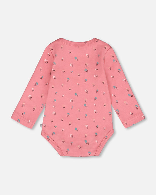 Organic Cotton Long Sleeve Romper Pink Floral-1