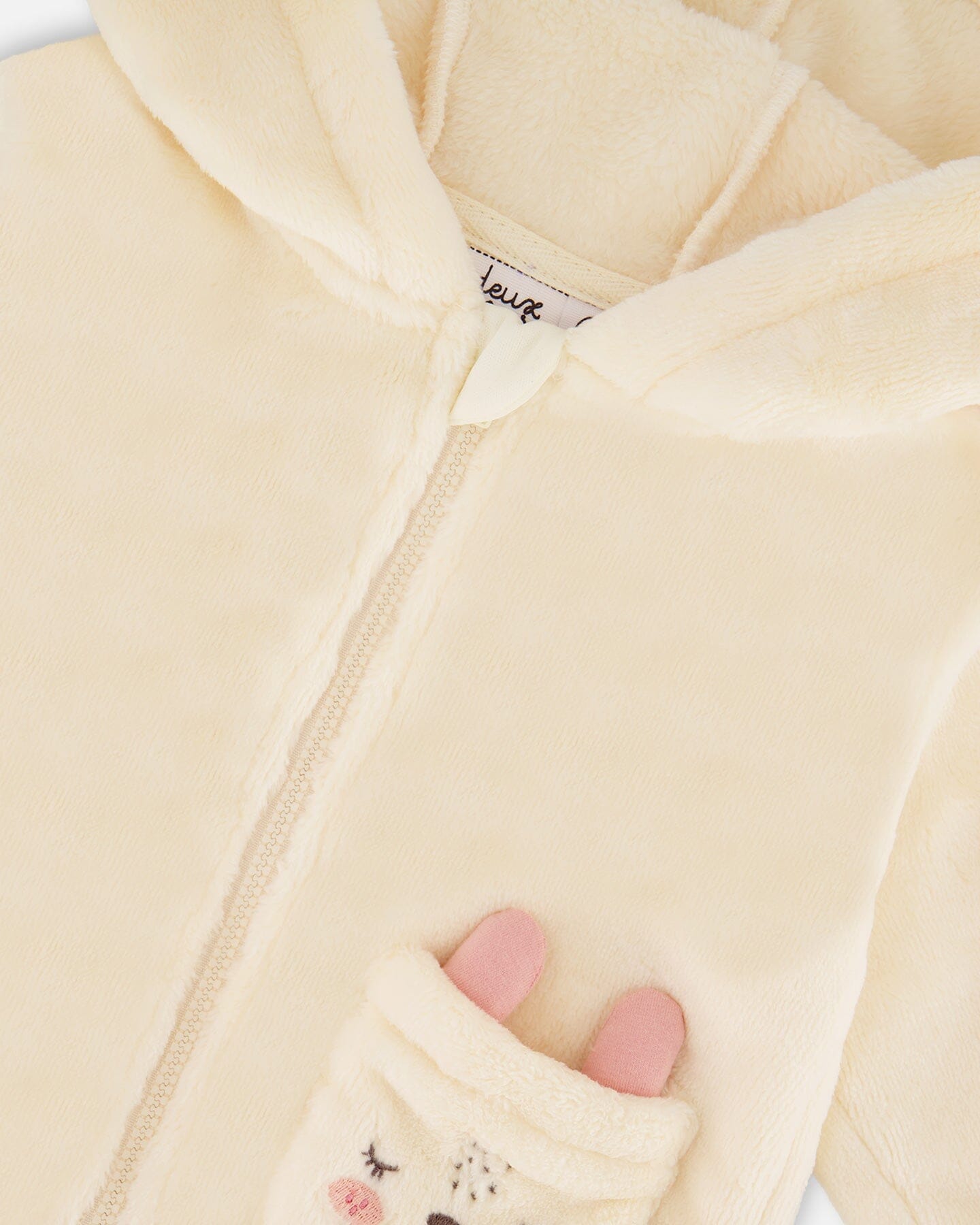 Plush Hooded Jacket Off White-3