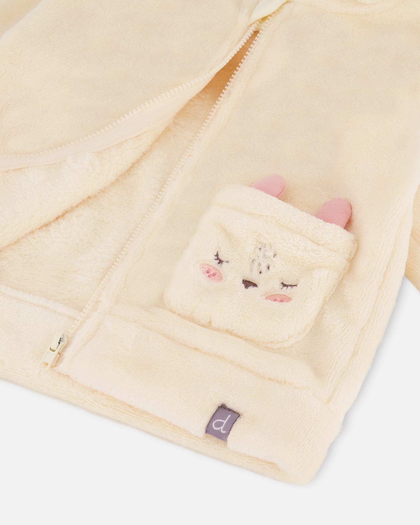 Plush Hooded Jacket Off White-4