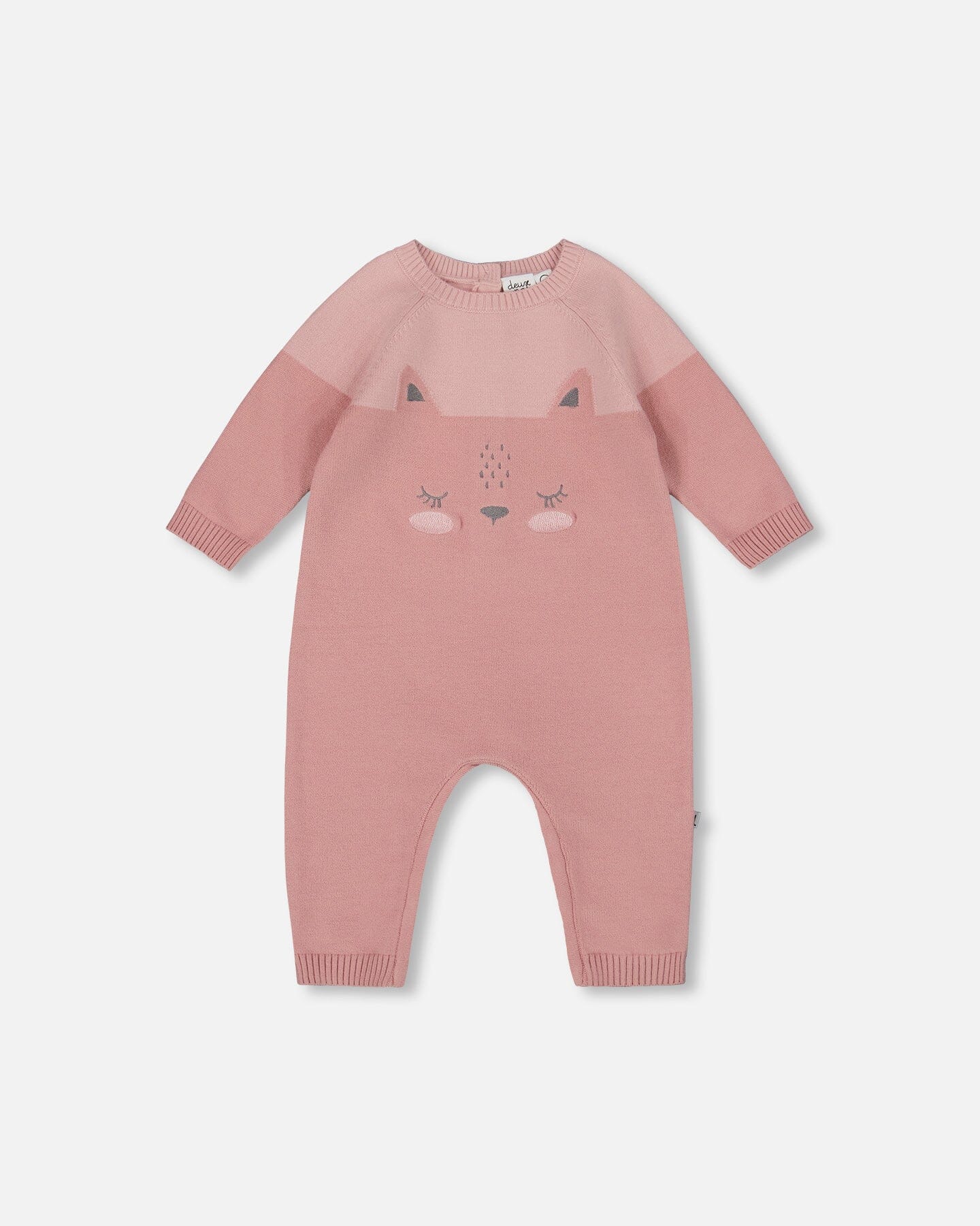 Knitted Bi-Color Cat Romper Old Pink-0