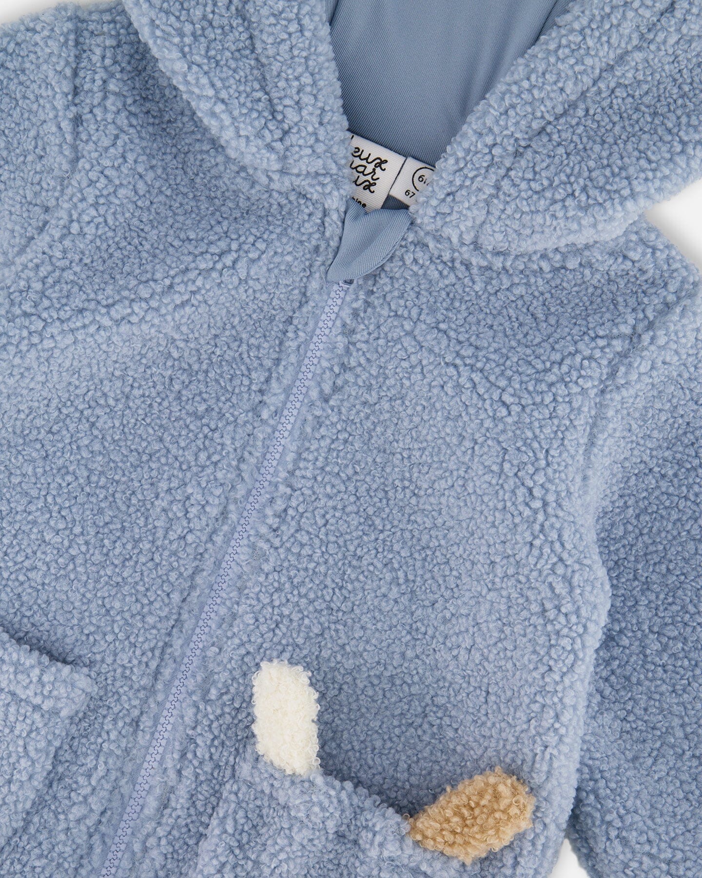 Plush Hooded Jacket Light Blue-3