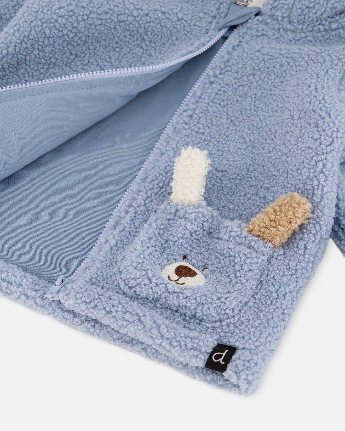 Plush Hooded Jacket Light Blue-4