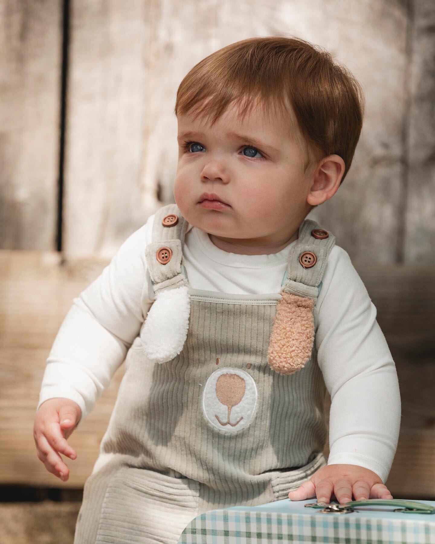 Onesie And Stretchy Corduroy Overalls Set Jade Green-4