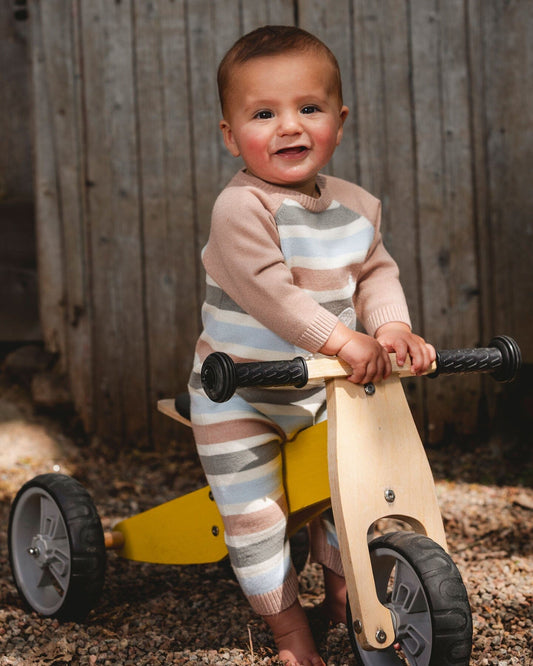 Knitted Romper Blue And Green Stripes-1
