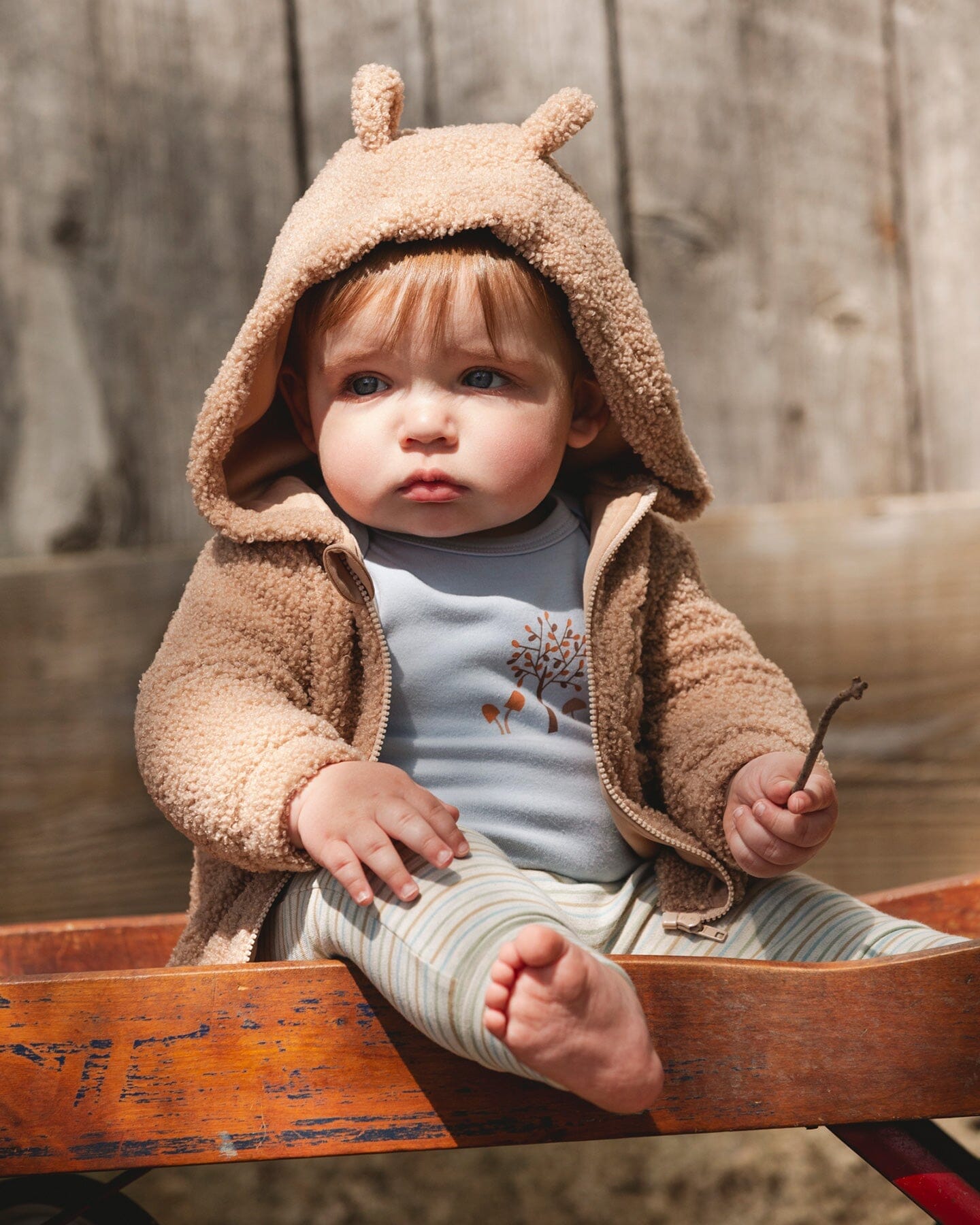 Sherpa Bear Hooded Zip Jacket Brown-1