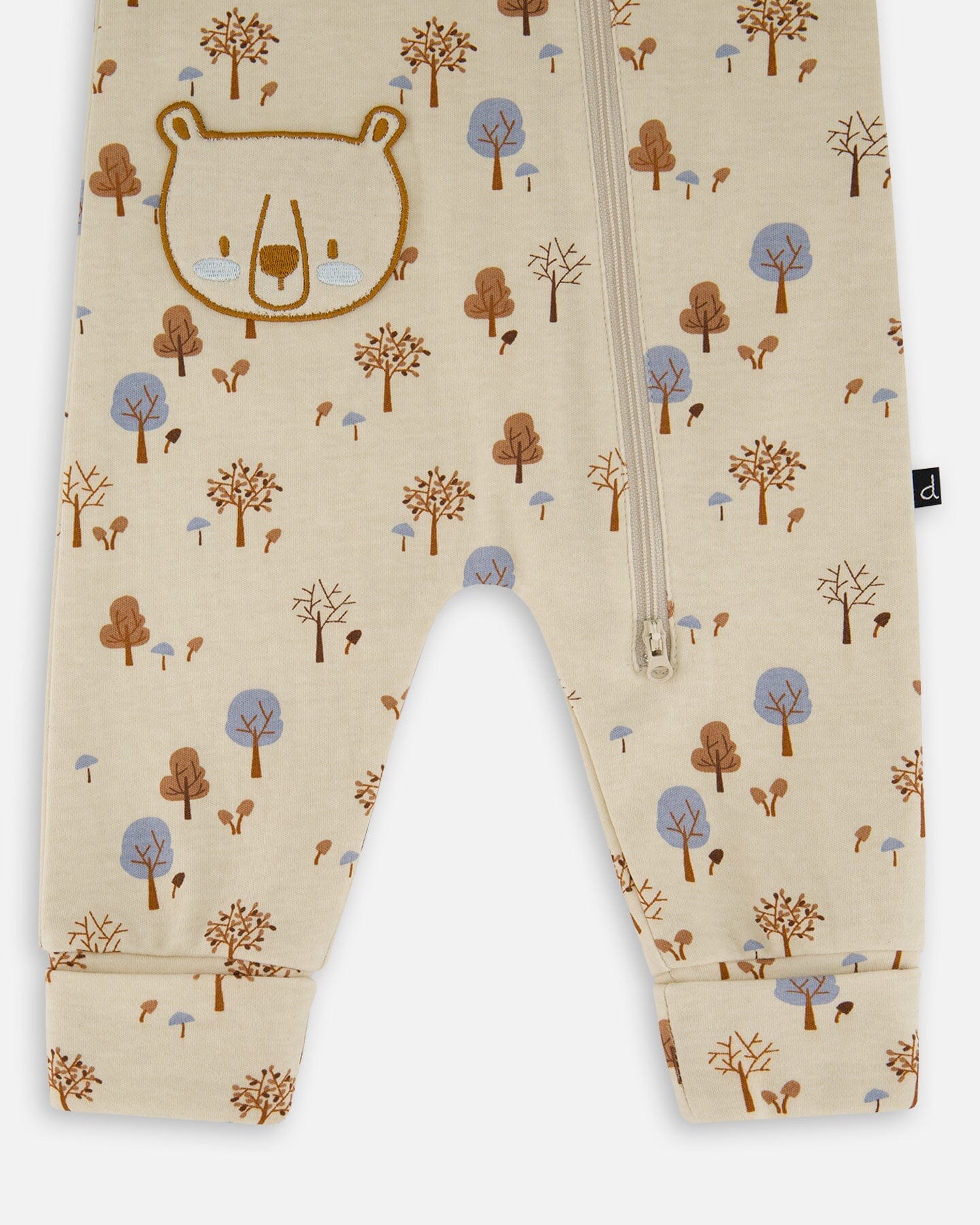 Organic Cotton Zipped Romper Beige Tree Print-2