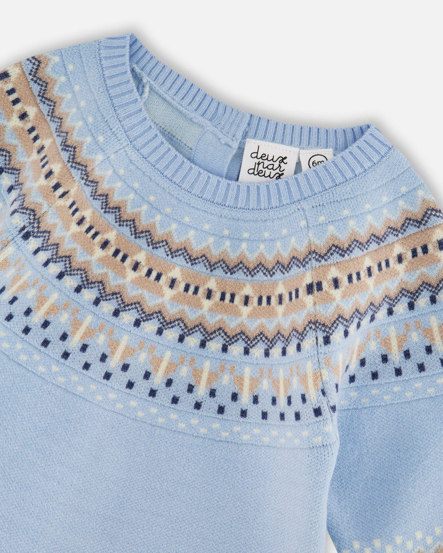 Knitted Jacquard Romper Light Blue-3