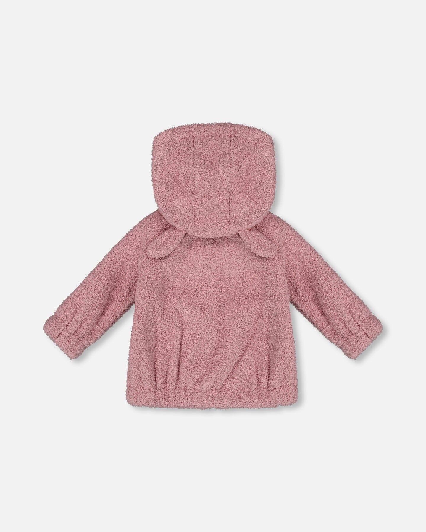 Hooded Full Zip Cat Plush Jacket Dusty Pink-3