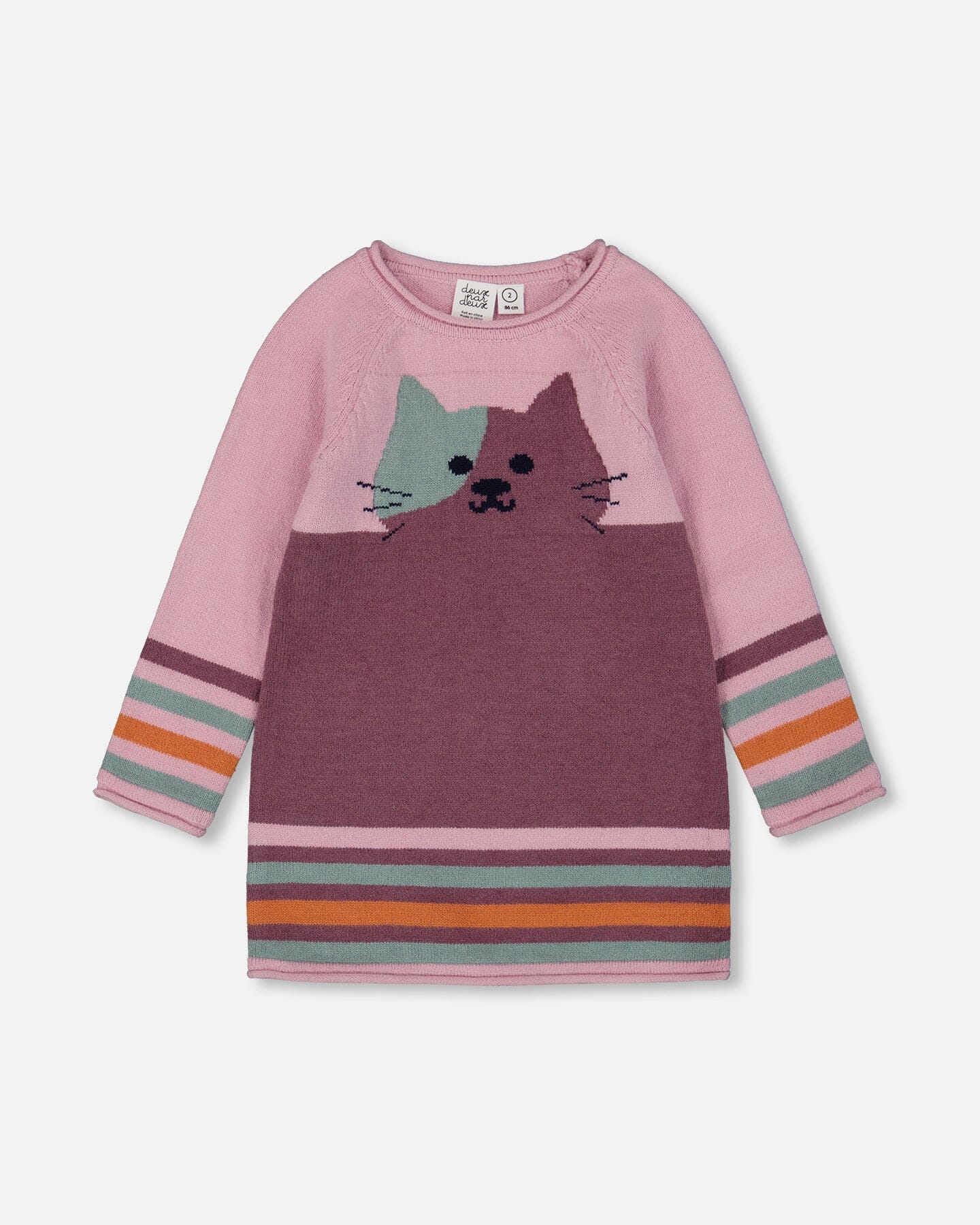 Knitted Dress Dusty Pink With Cat-0