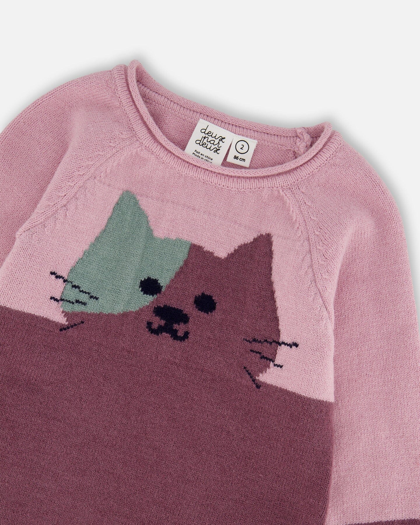 Knitted Dress Dusty Pink With Cat-3