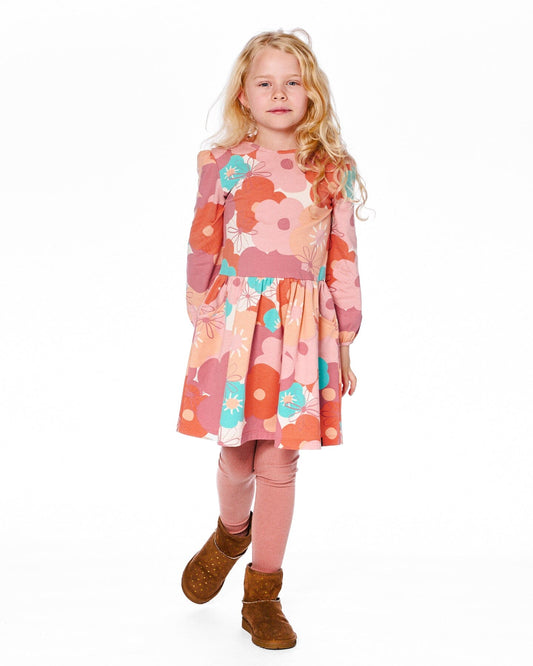 Organic Cotton Dress With Coral Flowers-1