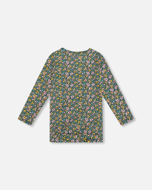 Jersey Tunic Green With Floral Print-1
