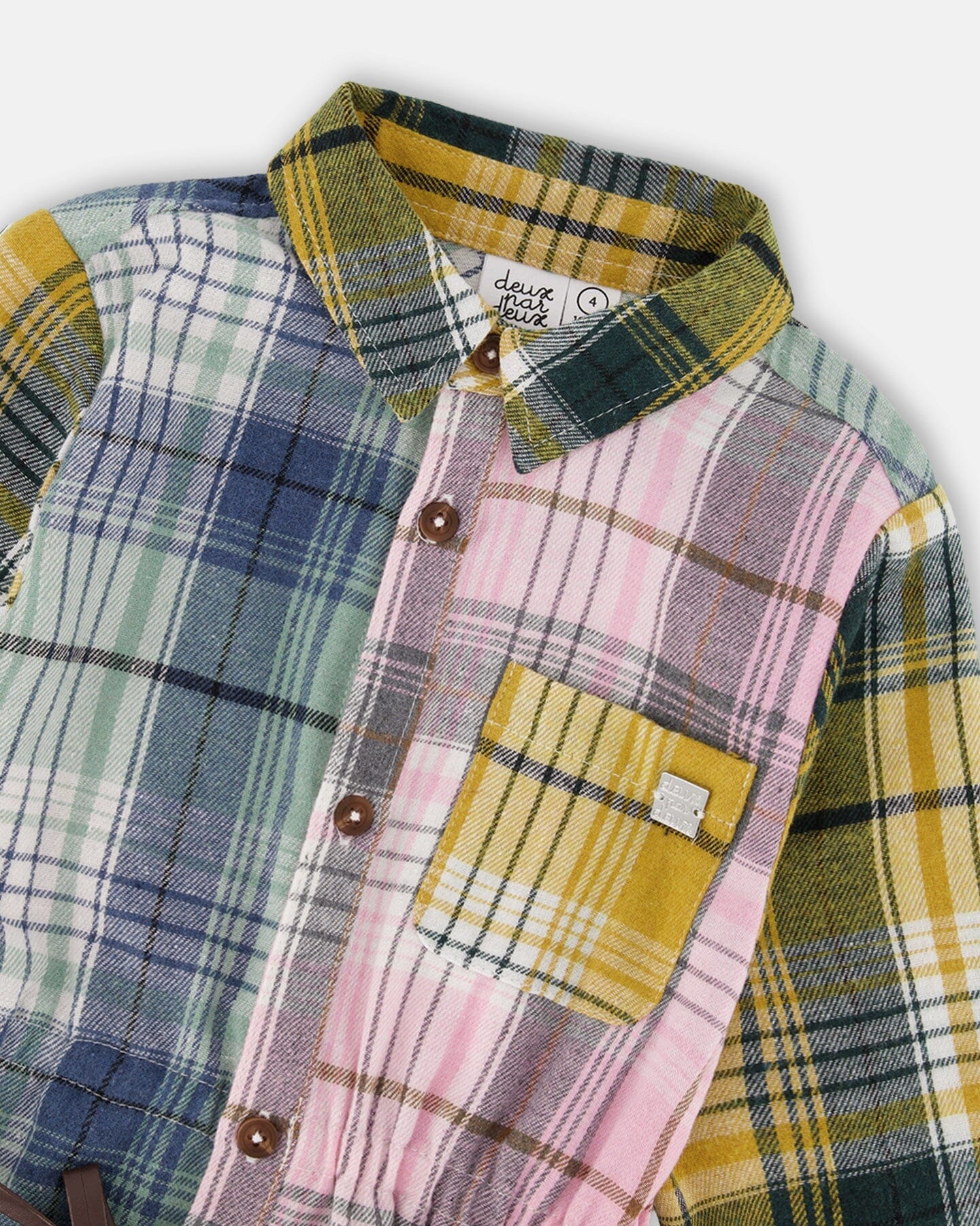 Shirt Dress With Belt Green Pink And Yellow-4