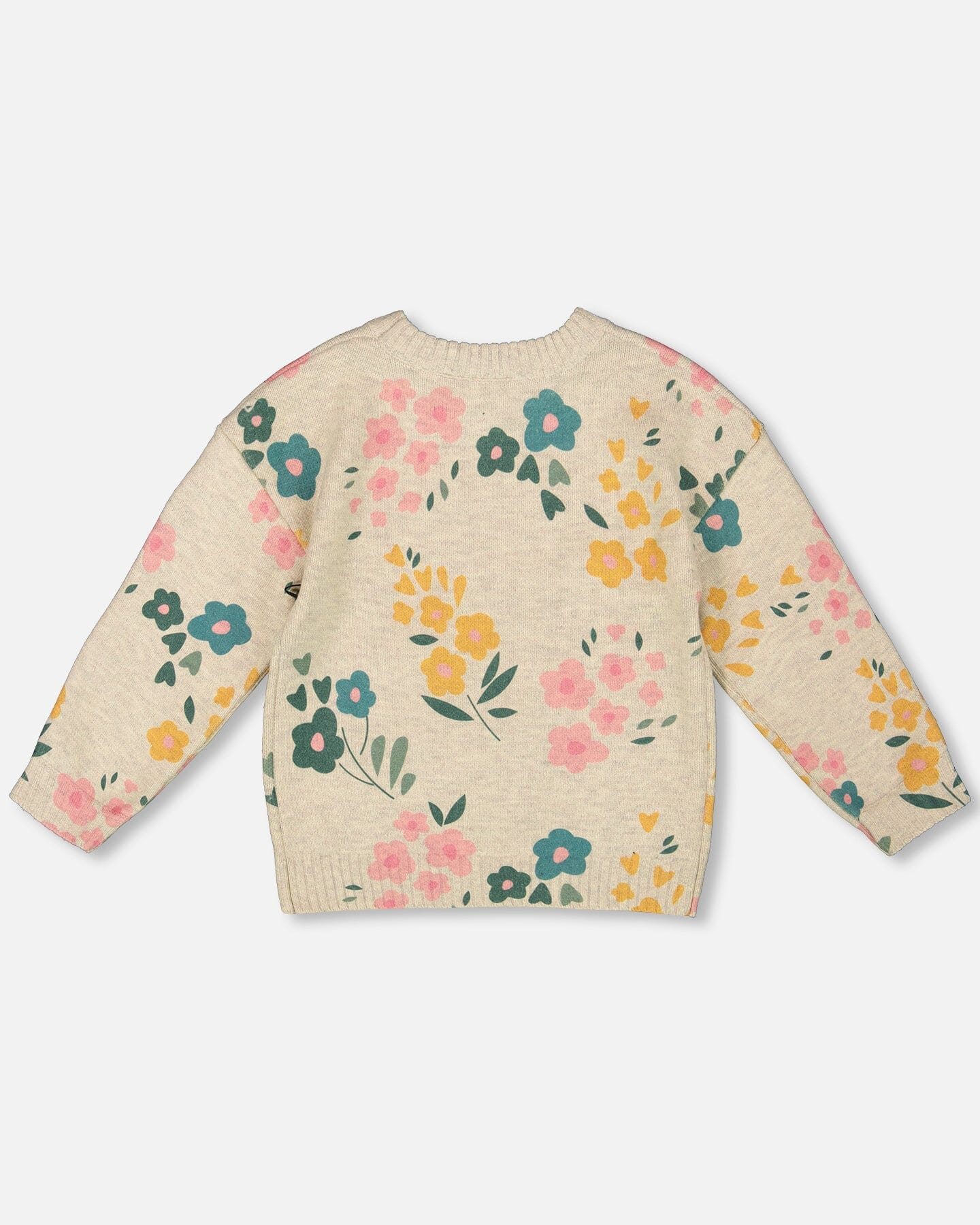 Knitted Sweater Heather Beige Gray With Floral Print-2
