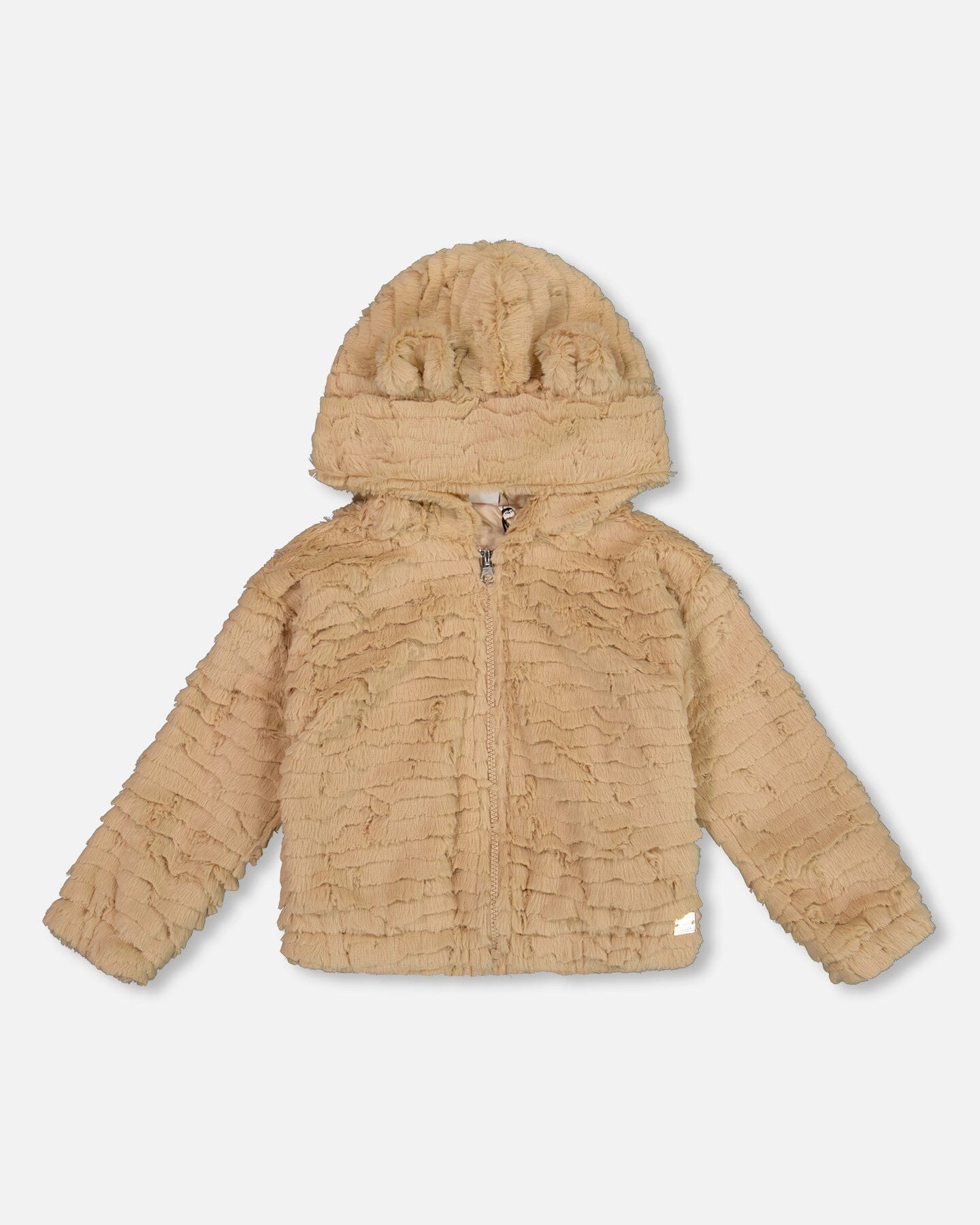 Faux Fur Hooded Jacket Nougat-0
