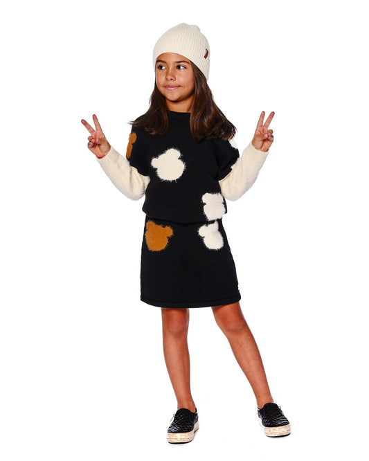 Knitted Skirt Black With Bear Intarsia-1