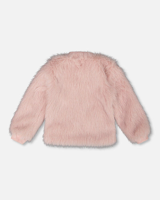 Short Faux Fur Coat Dusty Pink-1