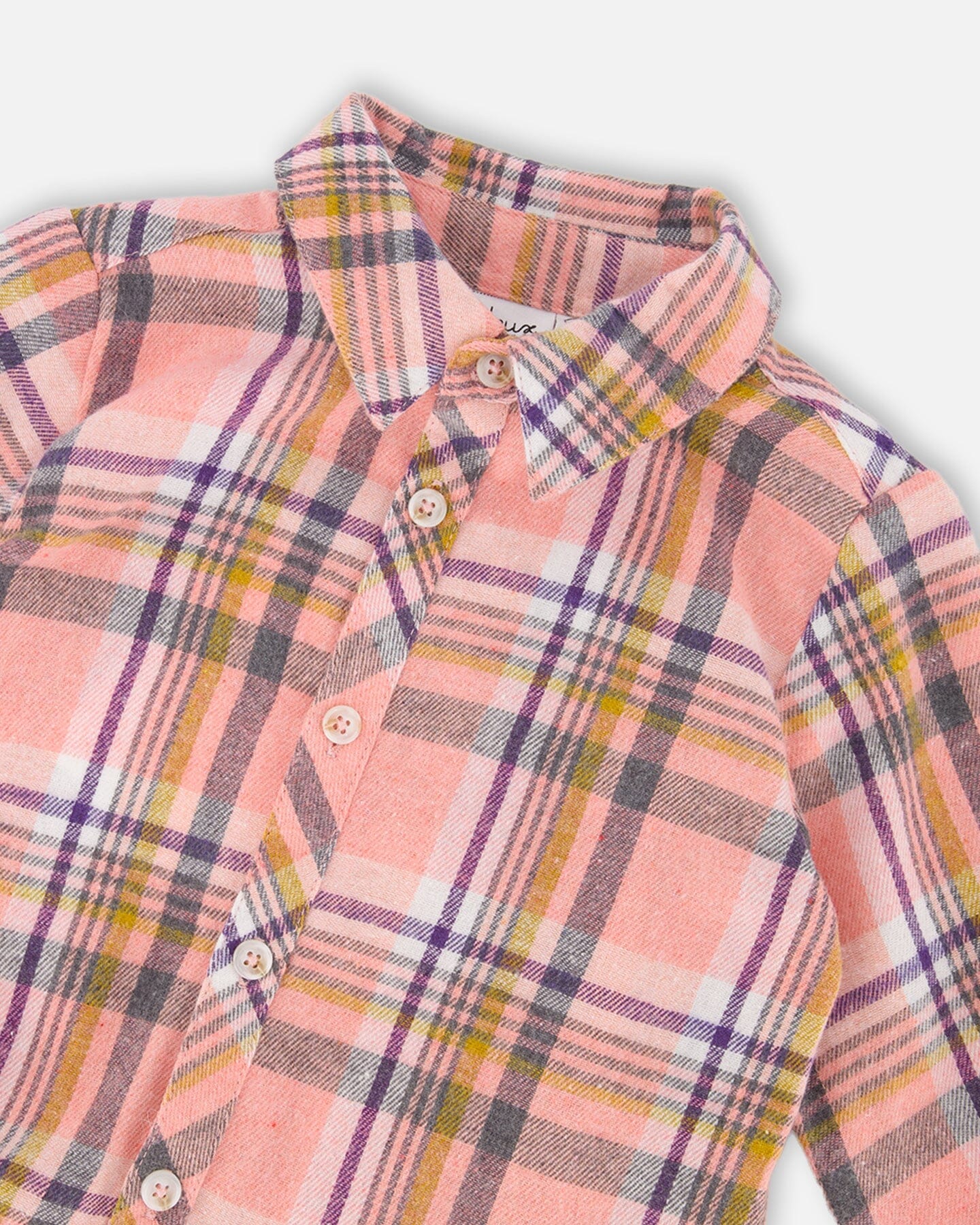 Shirt Plaid Dress With Frill Pink, Yellow And Gray-3
